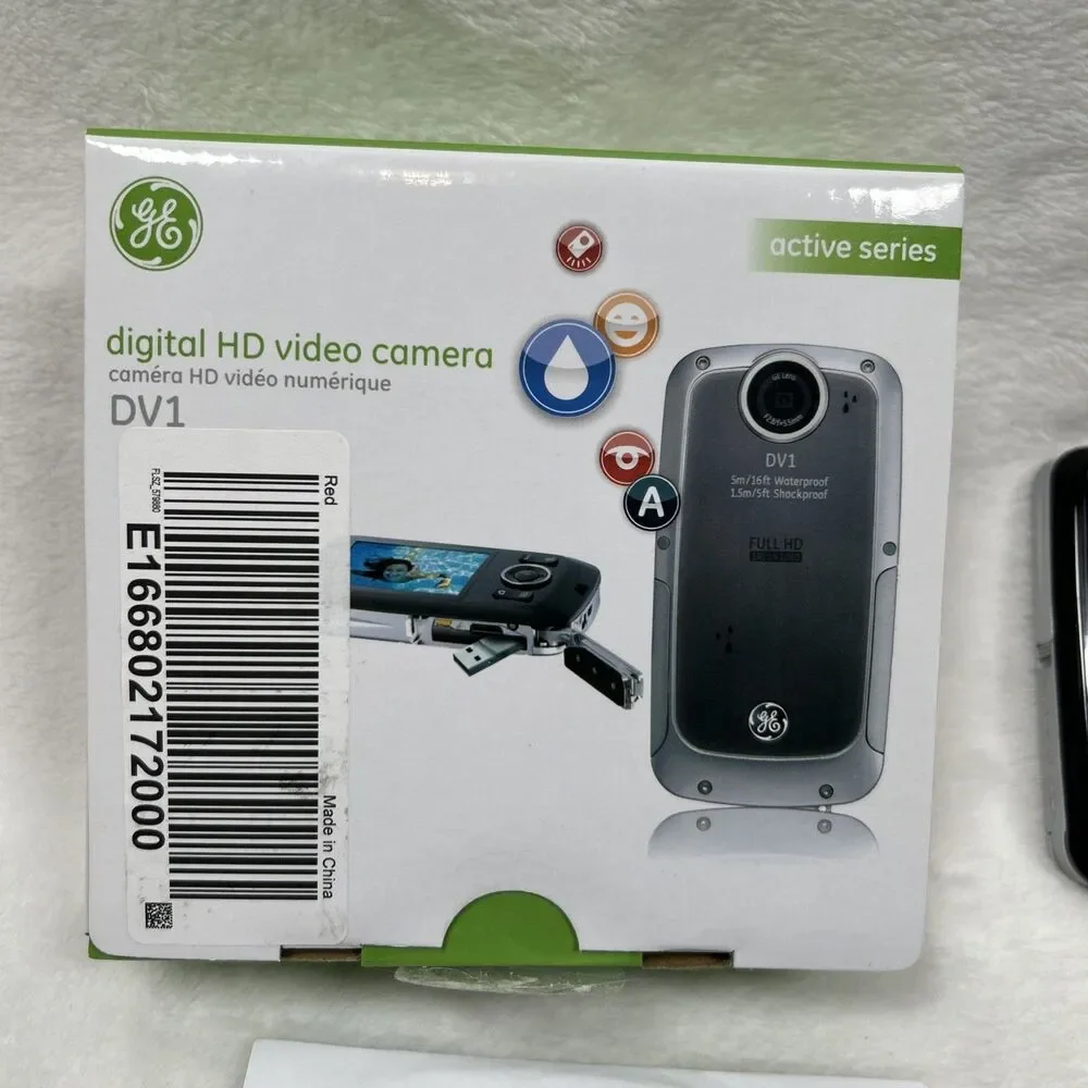 GE DV1 HD 1080p Camcorder Video Camera Waterproof w/ Memory Card Disc Open Box